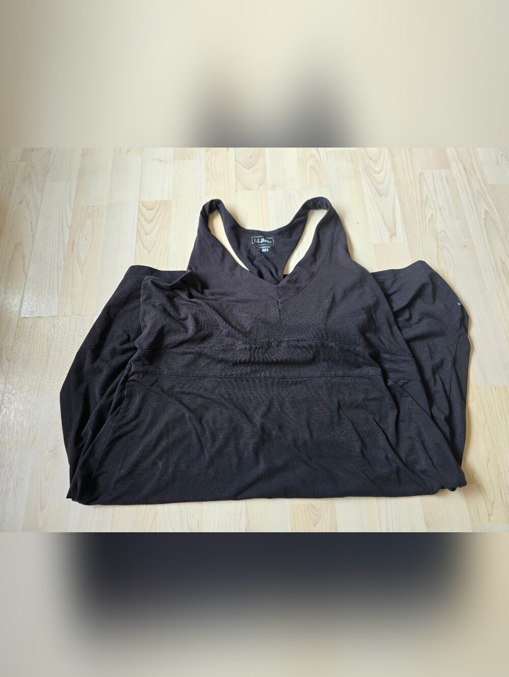 L.L.Bean Black Racerback Dress With Built In Bra Size XL